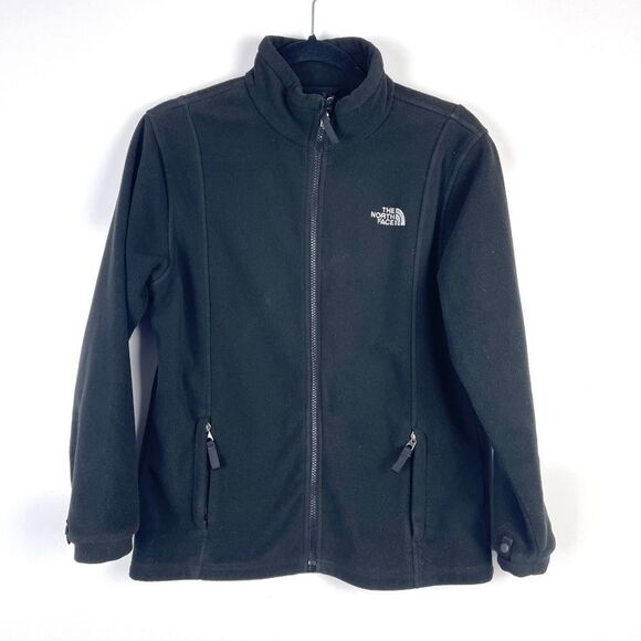 The North Face Black Fleece Zip Up Jacket Size Large Girl's Kids - Picture 1 of 9